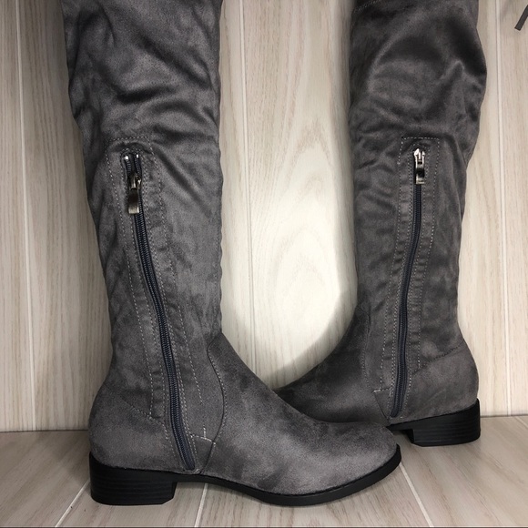 BESTON Suede Soft Gray Over the knee Boots size 6 - Picture 4 of 7